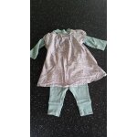 Ensemble vtement obabi legging + sous pull + tunique 6 mois vert et fleur