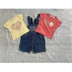 Ensemble v�tement salopette courte bleue 2 tee - shirt taille :18 mois la redoute