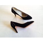 Escarpins jb martin pointure 37. 5, talons 8. 5cm cuir velours noir lisers dors