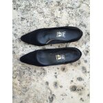 Escarpins noirs en velours de coton pt. 39 petits talons bobine noirs