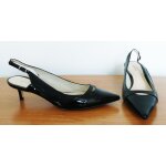 Escarpins pointus noir. chaussures � bride. cuir verni. andr�. pointure 39 / 40