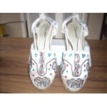 Espadrilles toscania talon compens p39 blanc & paillettes