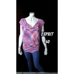 Esprit taille 40 haut top tee shirt manches courtes bleu rouge femme