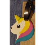 Etiquette � bagage, valise, identification / motif licorne plusieurs couleurs