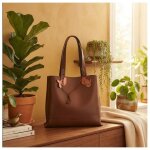 F90d; lamarthe paris cabas cuir v�ritable marron plusieurs breloques grand sac tote