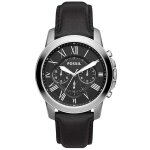Fossil fs4812 grant chronographe en cuir noir montre pour homme