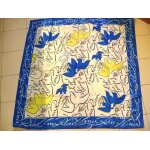 Foulard nina ricci oiseaux neuf bleu blanc jaune 90 cm