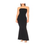 Fourreau de soiree coktail camaeu robe longue noire bustier satin drap plis avec ou sans fines bretelles ...