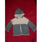 Gilet  capuche boutonn devant bleu et blanc taille 12 mois marque :c&a