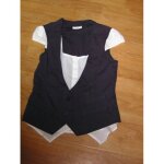Gilet chemise int�gr�e cache cache gris et blanc s tbe