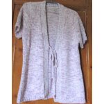 Gilet dt manches courtes sans boutons - bords manches, encolure et pans avec bande tricot ctele ...