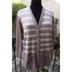 Gilet femme vintage en courtelle beige ros� et jaune made in france