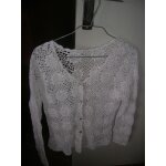 Gilet manches longues blanche porte, 55% ramie, 45%, coton 42 / 44 blanc Gilet manches longues blanche porte, 55% ramie, 45%, coton 42 / 44 blanc
