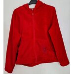 Gilet en pilou, zipp,  capuche, rouge uni