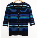 Gilet ray� multicolore. manches 3 / 4. caroll. viscose. polyamide. taille 42