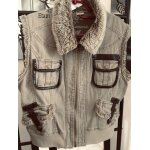 Gilet veste etam style armée coton kaki 42 cuir et fausse fourrure Gilet veste etam style armée coton kaki 42 cuir et fausse fourrure
