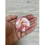 Grand badge rond broche large vintage 80s : barbie et les rockers club des amies de barbie 1986