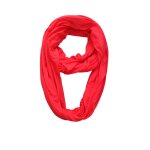 Grand tour de cou foulard rouge corail. echarpe infinie. c&a. 89 x 106. 5 cm
