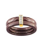 Guy laroche - bague en c�ramique marron chocolat or jaune 18k & diamants