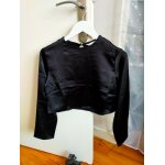 Haut / crop - top en tissu satiné noir ample À manches longues xs neuf avec petit défaut Haut / crop - top en tissu satiné noir ample À manches longues xs neuf avec petit défaut