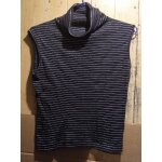 Haut noir - femme -   zara   - col roul - sans manches - rayures argentes - taille m