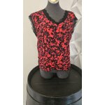 Haut top promod fleuri rouge et noir taille 38 excellent �tat