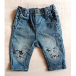 Jean bleu delave visage ours brode. c&a. taille 3 - 6 mois. 68 cm