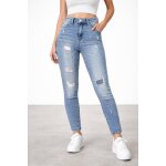Jean bleu trou� taille 36 taille haute cache cache