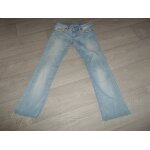 Jean kaporal bleu clair, d�lav�, broderies multicolores taille 38 be