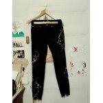 Jean noir motifs cousus color�s 34 xs zara woman.