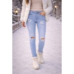 Jean slim taille haute bleu clair d�chir� missguided / high - waisted ripped light blue skinny jeans