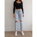 Jean zara bleu clair d�chir� taille 34
