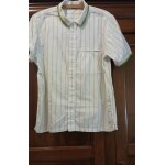 Jolie chemise coton blanche ray�e vert, manches courtes. tm