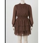 Jolie robe marron fleurie , tissu l�ger avec nuisette int�rieur marron