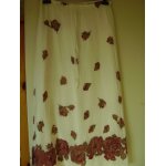 Jupe blanche imprime, longue, double, coton effet crp, ruban  la taille, cacharel