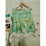 Jupe blanche motifs vert / bleu clair 38 m vintage ann�es 90 zara basic.