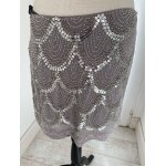 Jupe courte neuve taille 42 / 44 brod sequins gris argent marque morgan