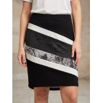 Jupe droite noire blanche et grise doubl�e taille m desigual