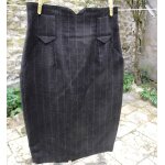 Jupe droite vintage 80' fines rayures marque etam taille 38 fermeture �clair dos passant pour mettre ...