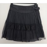Jupe grise a volants et broderie ajouree. promod. coton. taille 36