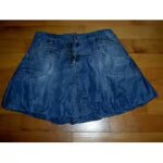 Jupe en jean bleue aspect viellie d�lav�e style boule �largie longueur 35 cm tape � l'oeil taille 14 ...