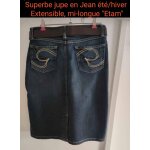 Superbe jupe en jean t / hiver, extensible mi - longue  etam  - taille m / 38