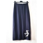 Jupe longue caroll taille 34 grise motifs fleurs brodes double