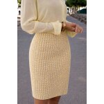 Jupe midi zara travel imprim� g�om�trique jaune �cru noir coton stretch