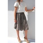 Jupe verte � pois blancs cacharel