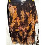 Jupe a volants -  ; zara basic  ; - en soie - marron a fleurs - taille m