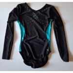 Justaucorps fille manches longues - vetement de gymnastique - noir et turquoise - taille 14 ans - dcathlon ...