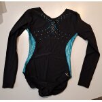 Justaucorps fille manches longues - vetement de gymnastique - noir et turquoise - taille 14 ans - d�cathlon ...