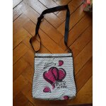 Lancaster sac noir rose coeur arty love Lancaster sac noir rose coeur arty love