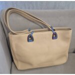 Lancel sac � main port� �paule cuir d�agneau beige vintage